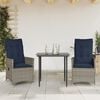 vidaXL Reclining Patio Chairs 2 pcs with Cushions Gray Poly Rattan