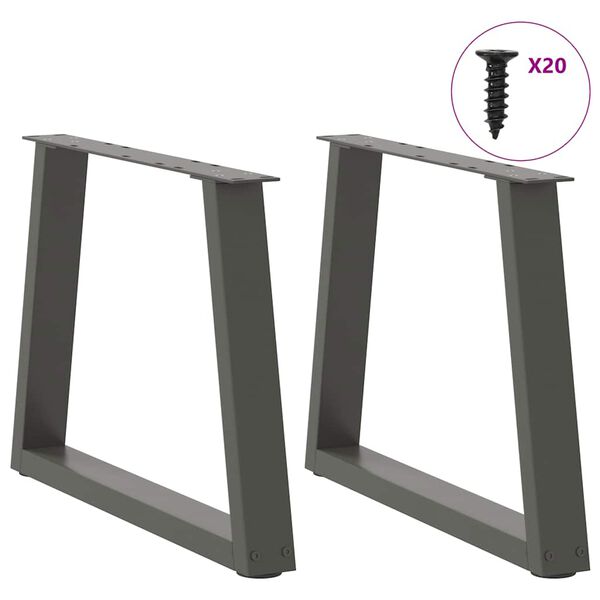 vitaXL Dining Table Leg Set of 2 Anthracite Powder-coated Steel Medium