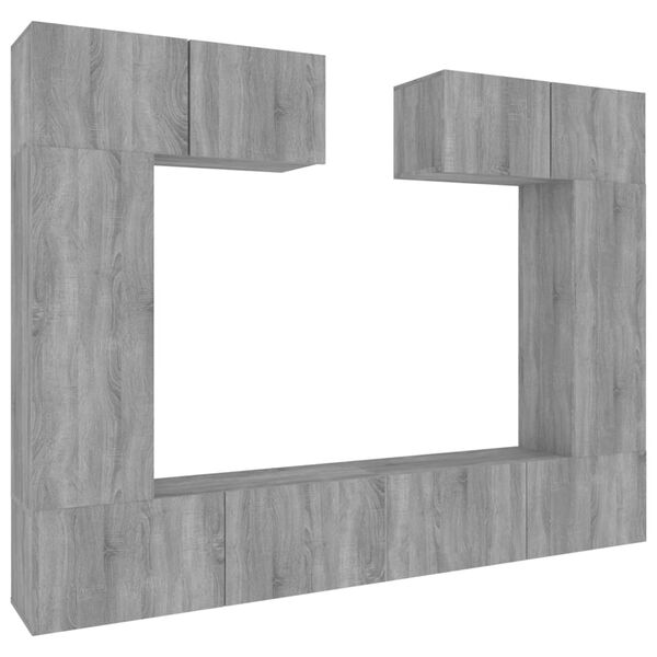 vidaXL TV Cabinet Set 6 Pieces Grey Sonoma Engineered Wood Medium