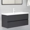 vidaXL Bathroom Furniture Set Grey, White Engineered Wood, Ceramic Large