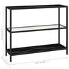 vidaXL Shelf Transparent and Black Marble Tempered Glass, Powder-Coated Iron