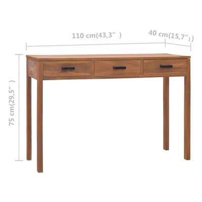vidaXL Office Desk 43.3"x15.7"x29.5" Solid Teak Wood