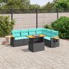 vidaXL 7 Piece Patio Sofa Set with Cushions Black Poly Rattan