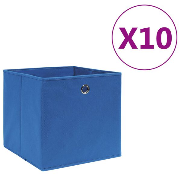 vidaXL Storage Box Set of 10 Blue Non-woven fabric 11.0x11.0x11.0 in