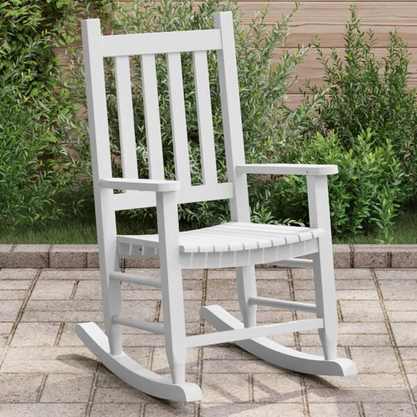 vidaXL Rocking Chair White Solid Poplar wood Small Durable