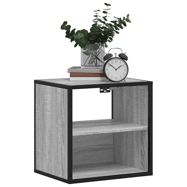 vidaXL Wall-mounted Bedside Cabinet Set of 2 Gray Sonoma