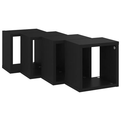 vidaXL Wall Cube Shelves 4 pcs Black 8.7"x5.9"x8.7"