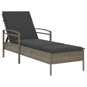 vidaXL Sun Lounger Grey Poly Rattan, Powder-Coated Steel And over