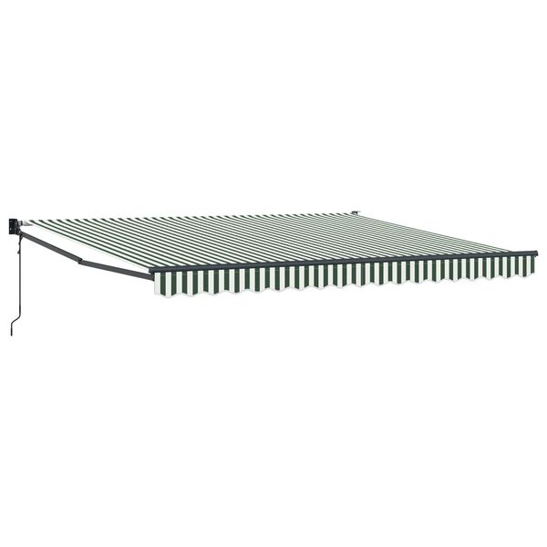 vidaXL Retractable Awning Green and white 157.48" x 118.11" Polyester