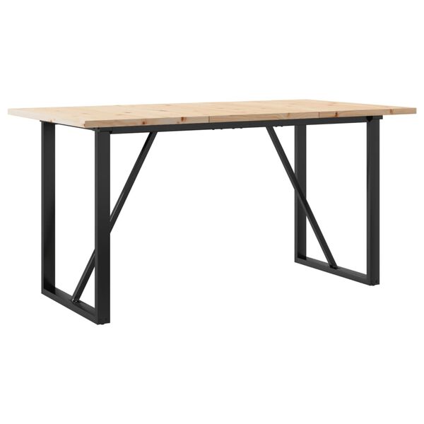 vidaXL Dining Table Natural wood and black steel