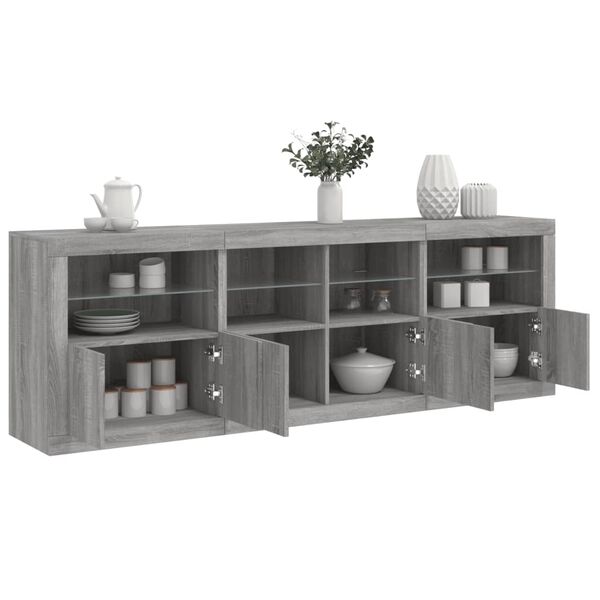 vidaXL Sideboard Grey Sonoma Engineered wood, Glass Large Sideboard