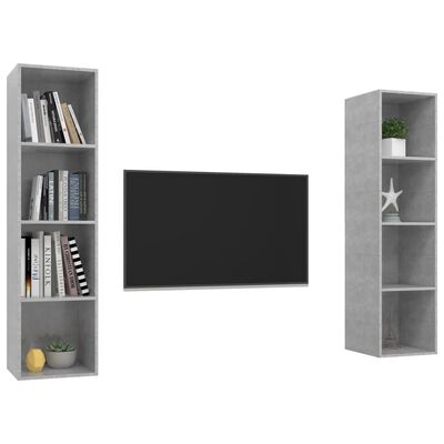 vidaXL Wall-mounted TV Cabinets 2 pcs Concrete Gray Chipboard