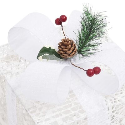 vidaXL Decorative Christmas Gift Boxes 3 pcs White Outdoor Indoor
