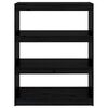 vidaXL Book Cabinet Black Solid Pine Wood Medium Book Cabinet