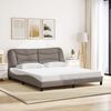 vidaXL Bed Frame Taupe Polyester, Metal, Solid Pine Wood, Plywood King