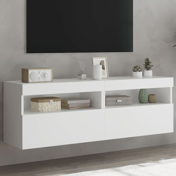 vidaXL TV Wall Cabinet Set of 2 White Engineered wood Medium