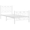 vidaXL Bed Frame White Steel Twin Bed Frame Rectangular Modern