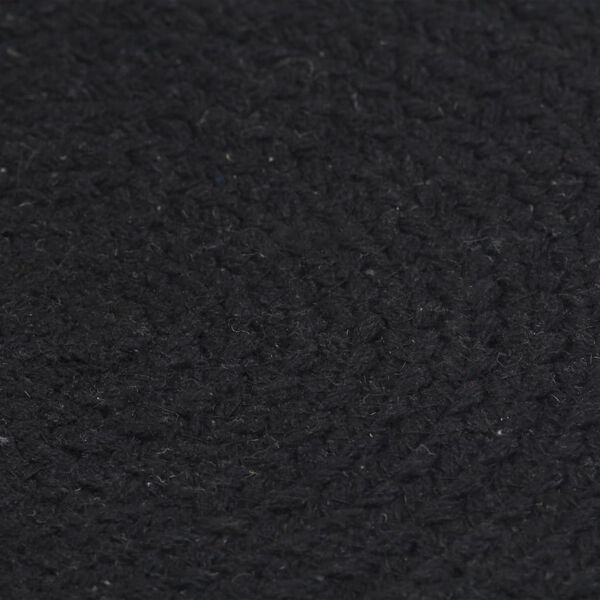 vidaXL Placemat Set of 6 Plain Black 100% Cotton 15 in diameter