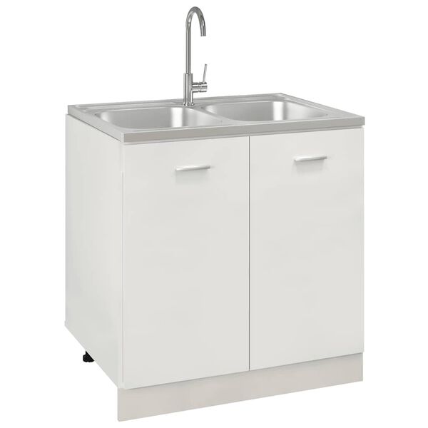 vidaXL Kitchen Sink with Double Basins Silver 31.5"x23.6"x6.1" Stainless Steel