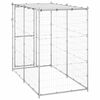 vidaXL Dog Kennel Silver Galvanized steel, PE Large Locks Dog Kennel