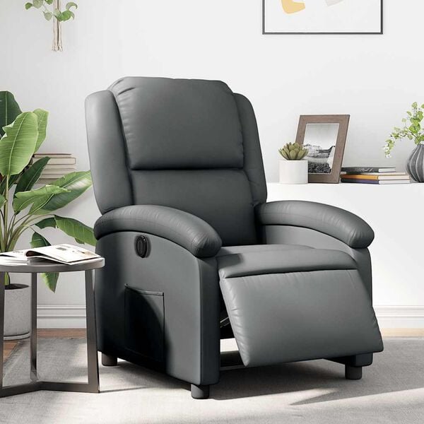 vidaXL Electric Recliner Chair Gray Faux leather, wood, metal Standard