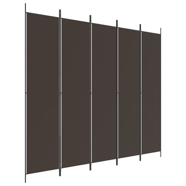 vidaXL 5-Panel Room Divider Brown 98.4"x86.6" Fabric