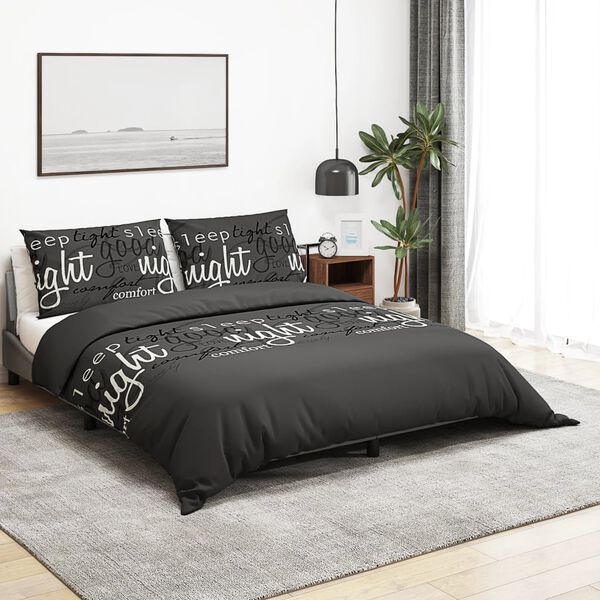 vidaXL Duvet Cover Set Set of 2 Black 100% Cotton Standard Durable
