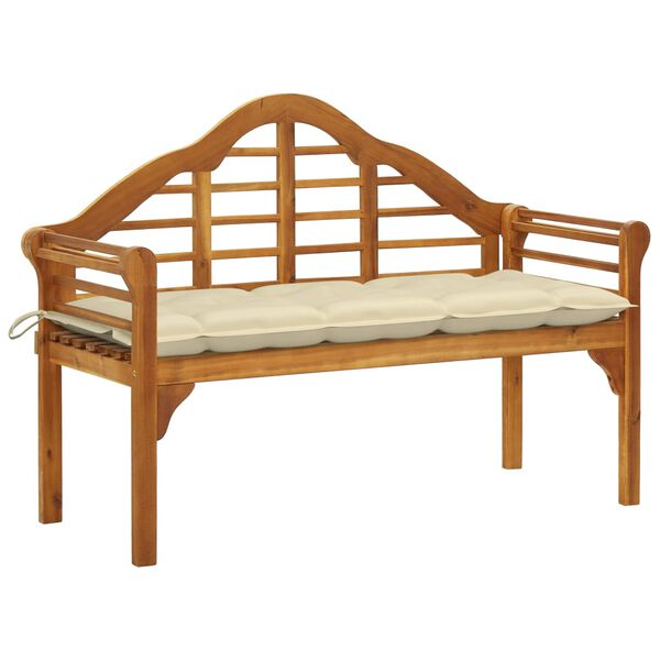 vidaXL Patio Queen Bench with Cushion 53.1" Solid Acacia Wood