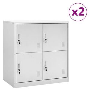 vidaXL Locker Cabinet Set of 2 Light grey Steel 36.4 in tall, compact