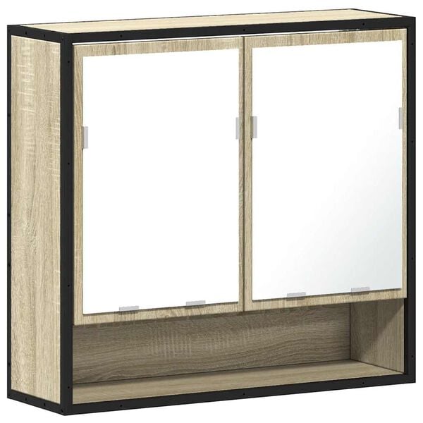 vidaXL Bathroom Mirror Cabinet Sonoma oak Engineered wood, glass, metal