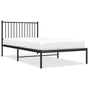 vidaXL Bed Frame Black Steel 39.4 x 78.7 in Bed Frame Rectangular