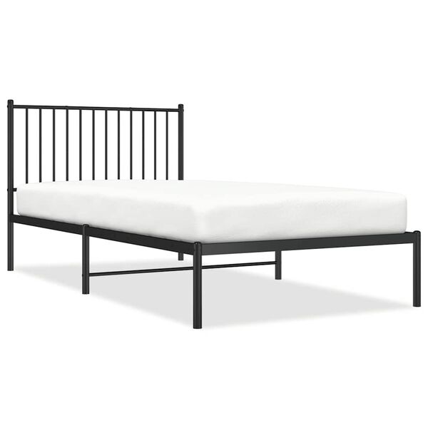 vidaXL Bed Frame Black Steel 39.4 x 78.7 in Bed Frame Rectangular