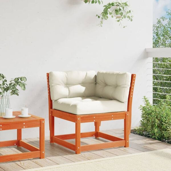 vidaXL Garden Sofa Wax brown Solid pine wood, Polyester 28.7x28.7x30.7 in