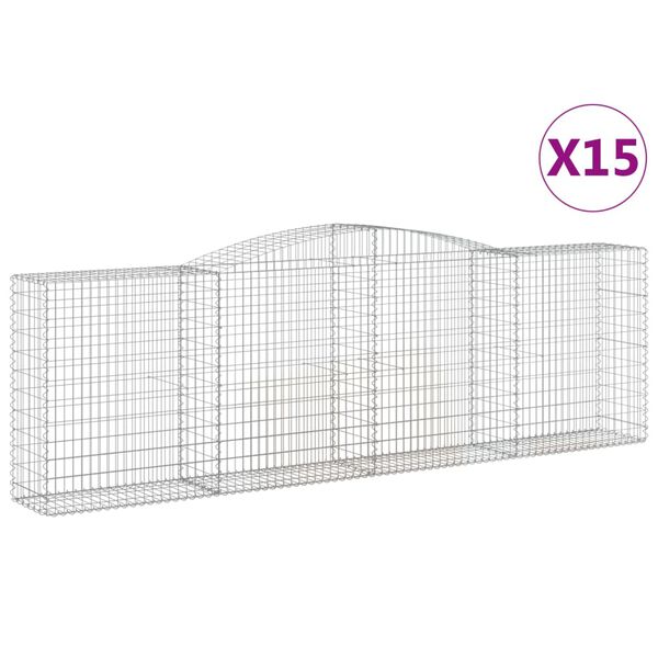 vidaXL Gabion Basket Set of 15 Silver Galvanized iron Large Durable