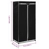 vidaXL Wardrobe Black Iron Medium Clothing Rack Rectangular