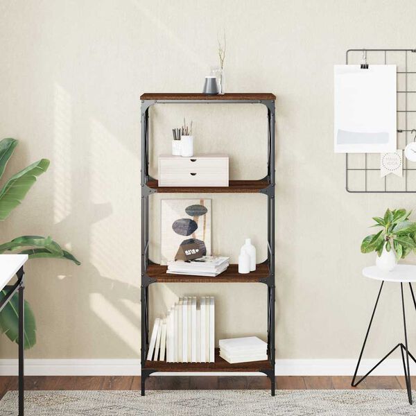 vidaXL Bookcase Brown oak Engineered wood and metal Medium