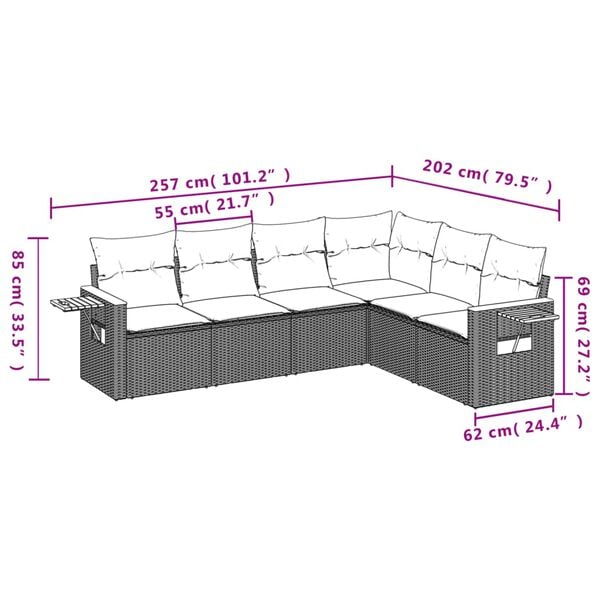 vidaXL Garden Sofa Set Grey