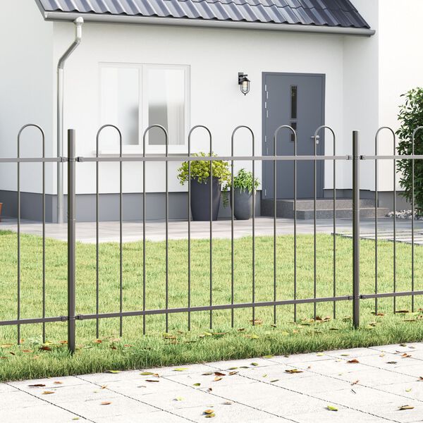 vidaXL Garden Fence Gray 66.9" x 39.4" Powder-coated steel