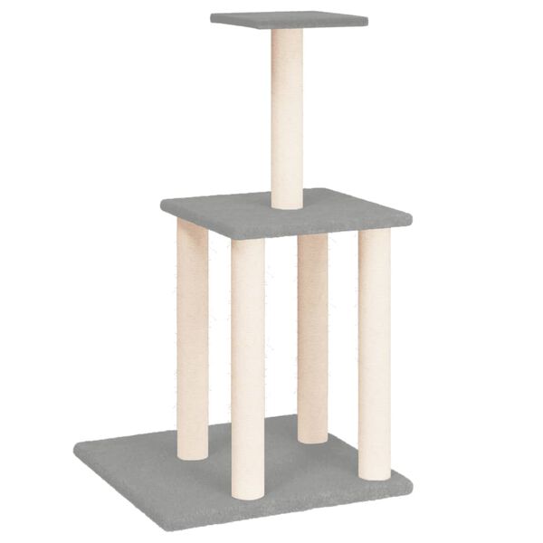 vidaXL Cat Tree Light grey Engineered wood, plush, sisal 33.7 in tall
