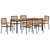 vidaXL Garden Dining Set 7 pcs Black and Wood poly rattan
