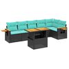 vidaXL 7 Piece Patio Sofa Set with Cushions Black Poly Rattan