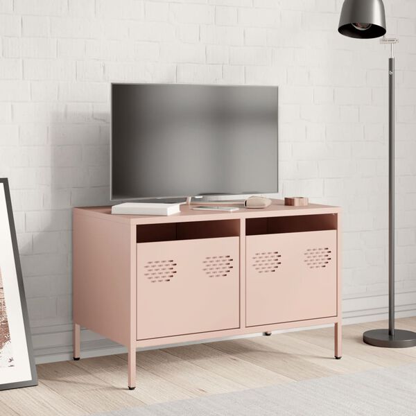 vidaXL TV Cabinet Pink Cold-rolled steel 26.8x15.4x17.1 in TV Cabinet