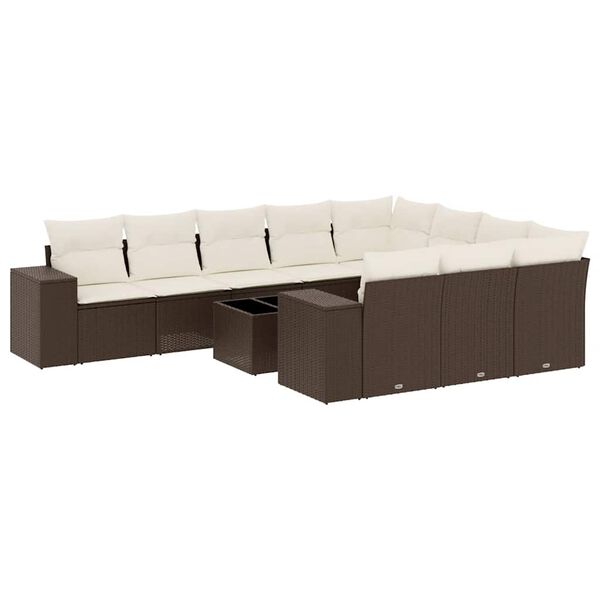 vidaXL Garden Sofa Set Brown, Cream White