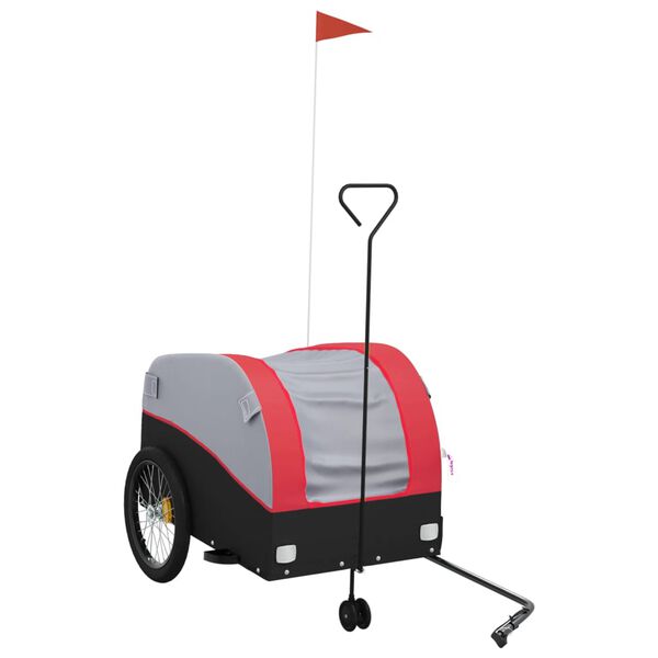 vidaXL Bike Trailer Black and Red 99.2 lb Iron