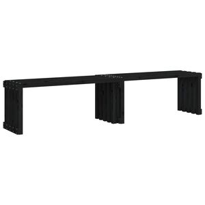 vidaXL Garden Bench Black Solid pine wood Large Extendable
