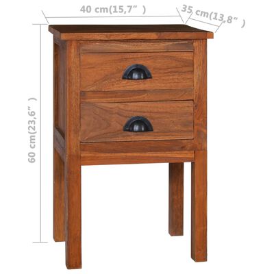 vidaXL Bedside Cabinet 15.7"x13.8"x23.6" Solid Teak Wood