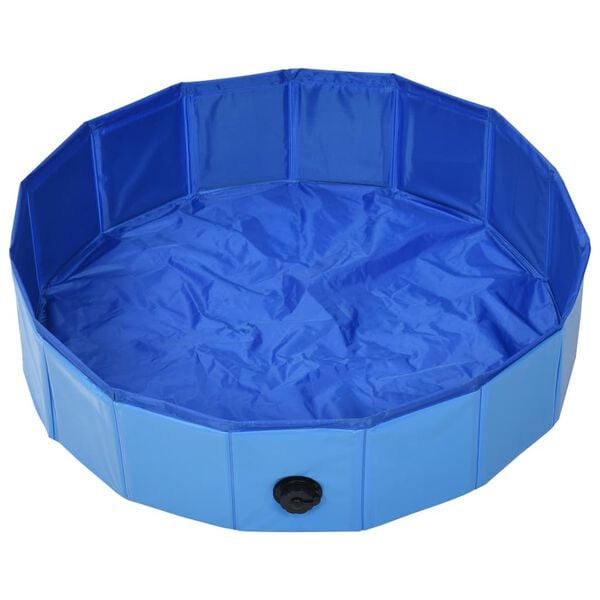 vidaXL Dog Swimming Pool Blue PVC 31.5 x 7.9 in Foldable