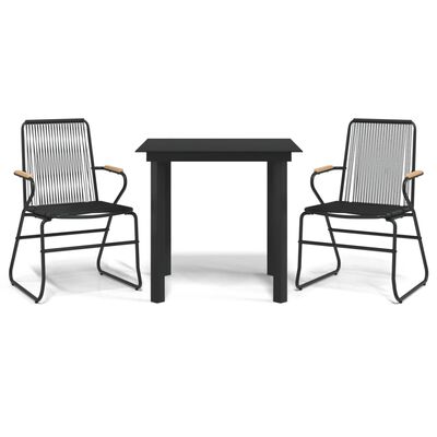 vidaXL 3 Piece Patio Dining Set Black PVC Rattan