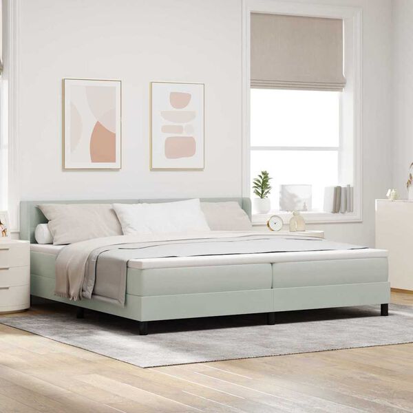 vidaXL Box Spring Bed Light Grey 78.74 x 78.74 in Polyester