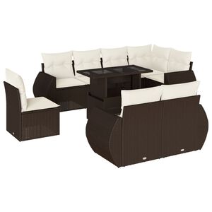 vidaXL Garden Sofa Set Brown PE rattan 9 Piece Modular Garden Sofa Set